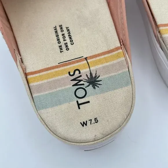 Toms Alpargata Indio Mule Sneaker Spanish Villa Pink Pique Mesh Slide Shoes 7.5 - Picture 6 of 8